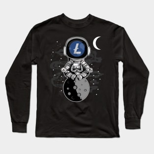 Astronaut Litecoin Lite Coin LTC To The Moon Crypto Token Cryptocurrency Wallet Birthday Gift For Men Women Kids Long Sleeve T-Shirt